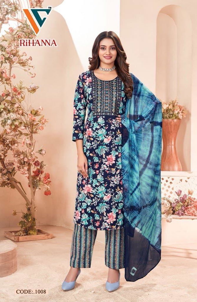 Rihanna Vol 1 By Vandana Rayon Printed Kurti With Bottom Dupatta Wholesale Market In Surat